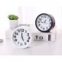 Bedside Alarm Clock, Small and Light Quartz Travel Alarm Clock - Round White