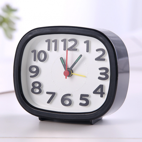 Bedside Alarm Clock, Small and Light Quartz Travel Alarm Clock - Rectangular Black