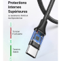 Câble USB / USB-C Nylon Tressé - UGREEN 60126 - 1M Noir