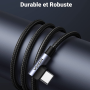 USB / USB-C 90 Degree Angled Braided Nylon Cable UGREEN Black - 1M
