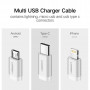 UGREEN 3 in 1 Braided Nylon USB Cable Lightning/Micro/Type-C - 1.5M