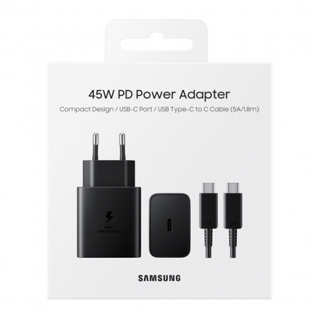 Samsung EP-TA845XBEGCN Type-C / Type-C Charger Kit 45W - 1.8M - Black - Retail Box (Original)