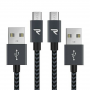 USB / Micro Nylon Braided Cable RAMPOW RAA-17 Grey/Black - 1m/2m/3m - Pack of 3