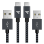 Câble USB / Micro Nylon Tressé RAMPOW RAA-21 Gris/Noir - 3m - Pack de 2