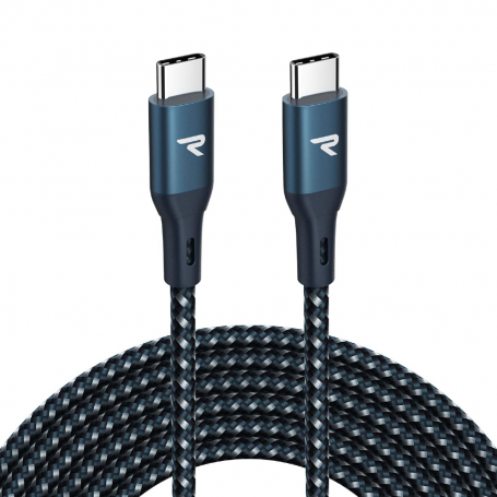 Câble USB-C / USB-C Nylon Tressé RAMPOW RAC-9 Bleu - 1m