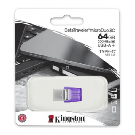 Clé USB Kingston DataTraveler microDuo 3C 64 Go USB + USB-C (Type-C) Violet