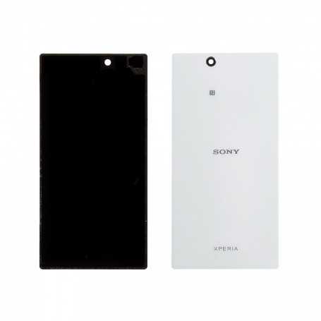 Vitre arrière Sony Xperia Z Ultra (C6806) Blanc - Avec logo + Adhesif