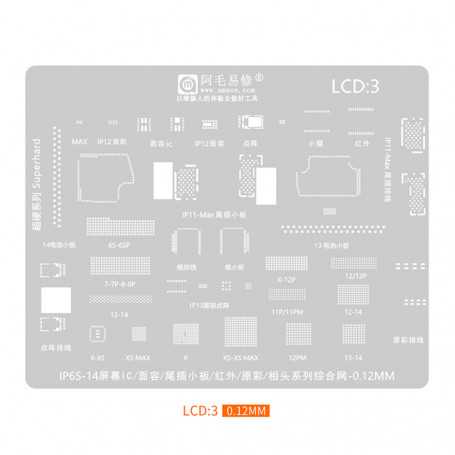 LCD3 BGA Reballing Kit For iPhone 6S - 14: LCD Screen, Face Dot IC Chip, Tin Solder Net