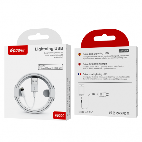 USB / Lightning cable - D-power F6000 - 1M White