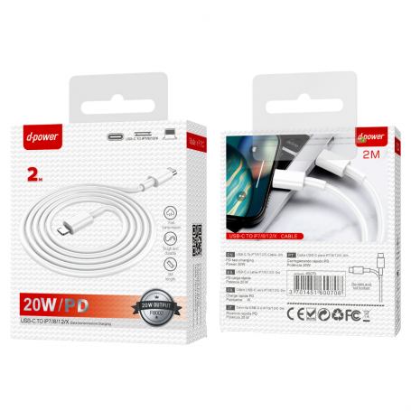 Type-C / Lightning cable - D-power F8002 - 2M White