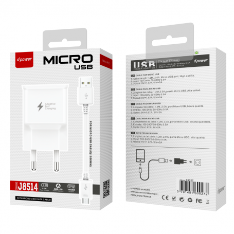 USB / Micro Charger Kit - D-power J8514 - White