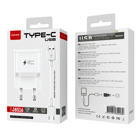 USB / USB-C Charger Kit - D-power J8516 - White