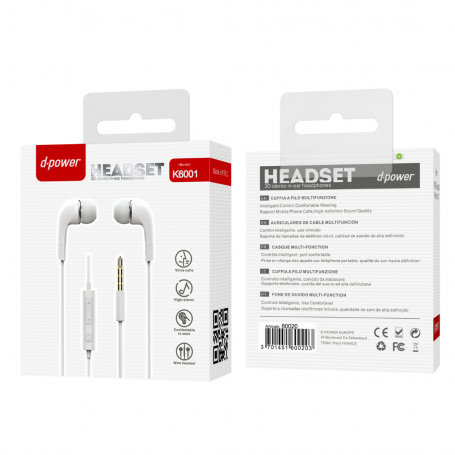 Headset Handsfree Jack - D-power K6001 S3 - White