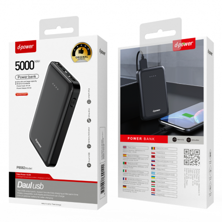 Power Bank 5000mAh - D-power P8582 - Black