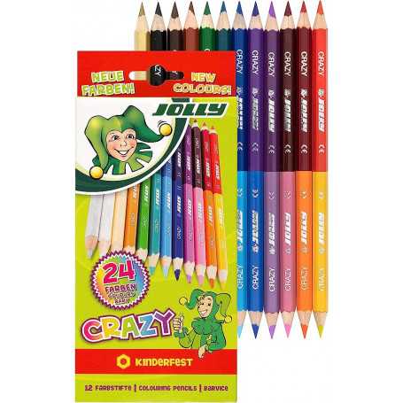 Coffret de 12 crayons de couleur Jolly Superstick Crazy pour enfants avec étui en carton inclus(Reconditionné)