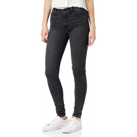 Jean Super Skinny Taille Haute Femme Fumé (Noir)(Reconditionné)