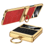 Samsung Galazy Z Flip 4 Protective Case - Red and Gold Crocodile Effect