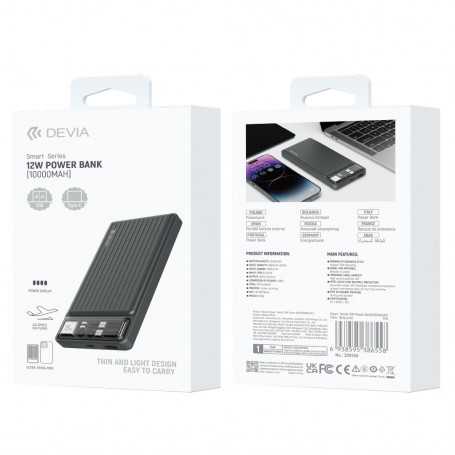 Devia Smart Series 10000mAh Power Bank - 12W - Black
