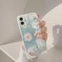 Protective case with motifs of watercolor blue flowers and laser necklaces (Mayline)