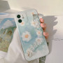 Protective case with motifs of watercolor blue flowers and laser necklaces (Mayline)