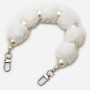 Phone case necklace with white pompom, silver clasp - 30 cm.