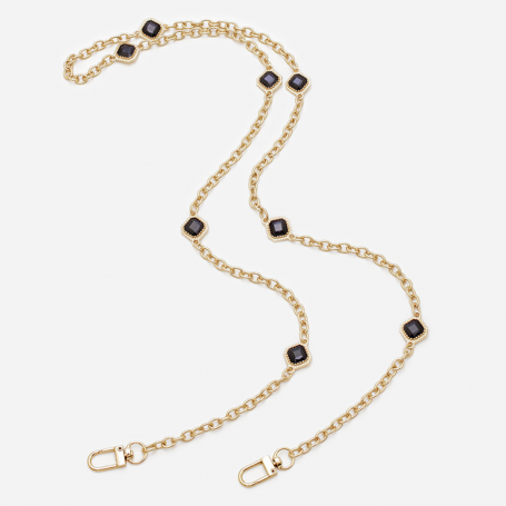 The Mesh Phone Case Necklace - Gold with Black Stones - 112cm