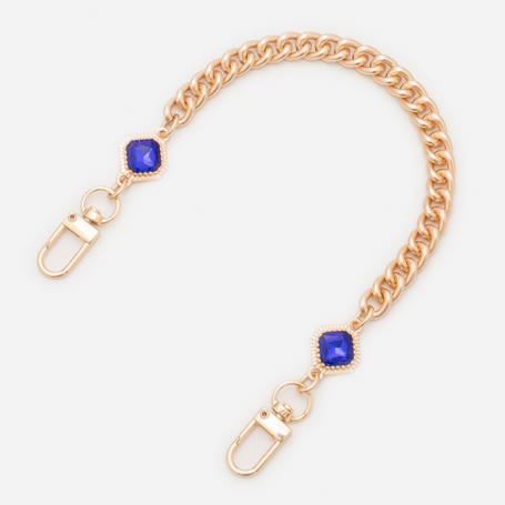 The Mesh Phone Case Necklace - Gold with Purple Stones - 30 cm