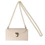 Crocodile Effect Cell Phone Bag with Belt and Gold Clasps - Beige