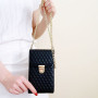 Mobile Phone Bag with Belt and Golden Clasps - Black