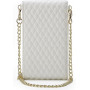 Cell Phone Bag with Belt and Gold Clasps - White