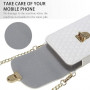 Cell Phone Bag with Belt and Gold Clasps - White