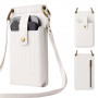 Cell Phone Bag with Belt and Gold Clasps - White