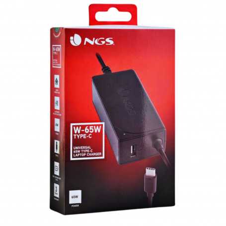 Universal Charger for Laptop 65W Type C - Black - NGS