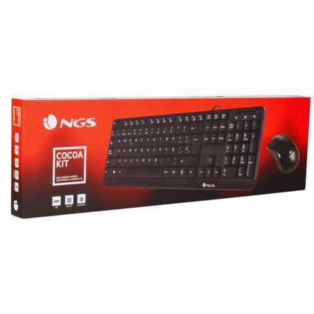 French AZERTY Wired Multimedia Mouse and Keyboard Set - NGS - Black