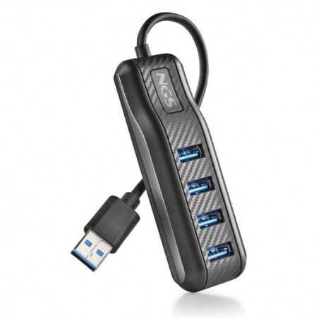 Ultra Slim USB 2.0 Hub with 4 Ports - Black - NGS