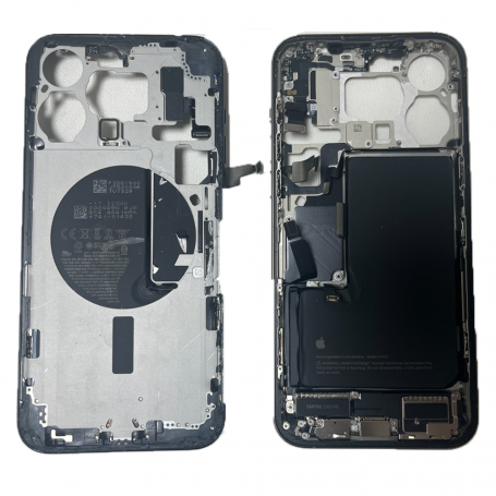 Back Cover Housing iPhone 15 Pro Max without Back Glass Black Titanium Battery eSIM US (Original Dismantled) Grade A