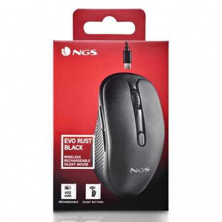 NGS Evo Rust Wireless Mouse Rechargeable with Silent Buttons - Black