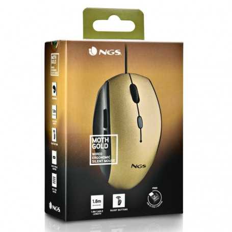 Ergonomic Wired Mouse NGS Moth Gold USB/Type C with Silent Buttons - Gold