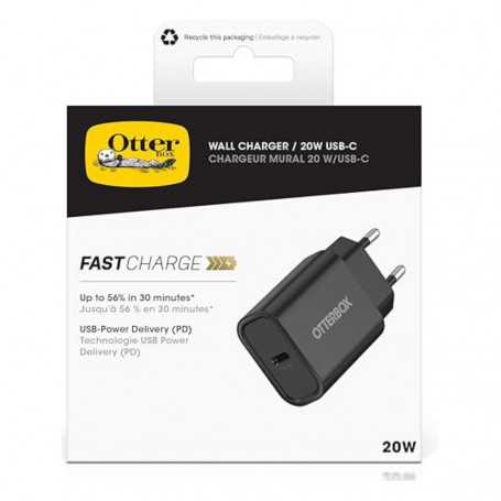 Adaptateur Secteur OtterBox Standard EU USB-C PD Chargeur Mural 20W - Noir