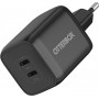 Adaptateur Secteur OtterBox Standard EU USB-C PD Chargeur Mural Avec 2 Ports 65W - Noir