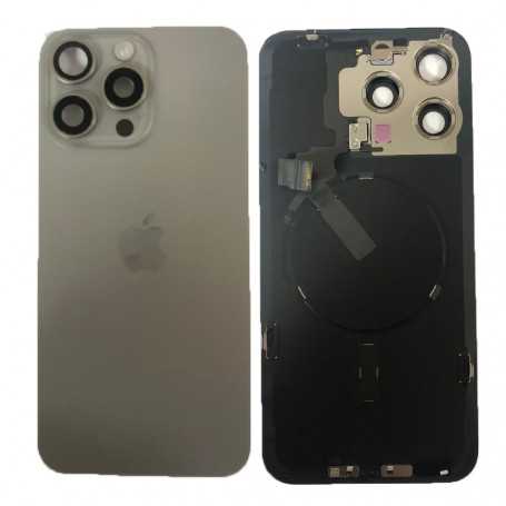 Natural Titanium iPhone 15 Pro Rear Glass Cover (Original Removed) - Grade A