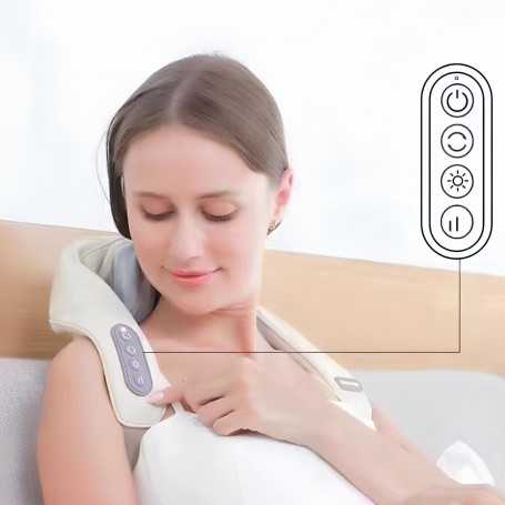 Multifunctional Massage Shawl, Shoulder and Neck Massager with Warm Compress and Kneading - Gray