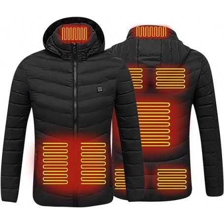 USB Rechargeable Self-Heating Down Jacket with Long Sleeves - Black