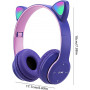 Helmet Stereo Bluetooth P47M with Earpiece Luminous - Purple