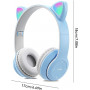 Casque Stéréo Bluetooth P47M avec Oreillette Lumineuse - Bleu Ciel