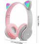 Helmet Stereo Bluetooth Multi-Function P47M with Earpiece Luminous - Grey and Pink