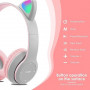 Casque Stéréo Bluetooth P47M avec Oreillette Lumineuse - Gris et Rose