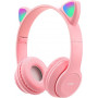 Casque Stéréo Bluetooth P47M avec Oreillette Lumineuse - Rose