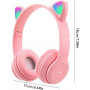 Casque Stéréo Bluetooth P47M avec Oreillette Lumineuse - Rose