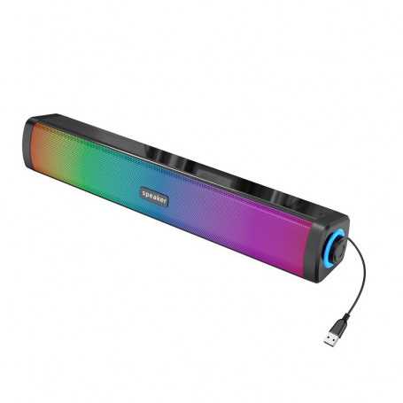 Barre de Son lumineuse et haut-parleur filaire USB E-1411 - Noir